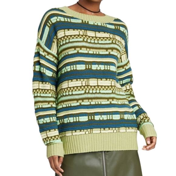 wild fable Sweaters - Wild Fable Green 3D Textured Knit Crewneck Long Sleeve Pullover Sweater Medium